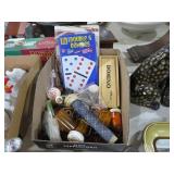 COLLECTION OF DOMINOS, BEADS, AND MISC