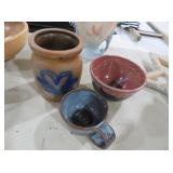 BBP SALT GLAZE CROCK AND MISC POTTERY