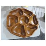 VINTAGE TEAK WOOD MULTI-SECTION SERVING TRAY