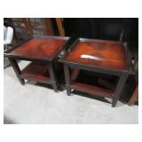 (2)CHERRY FINISH SOLID WOOD END TABLES