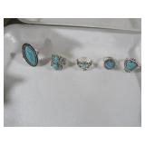 (5) TURQUOISE FASHION RINGS