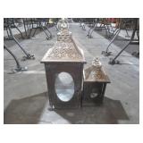 SET OF TWO DECORATIVE METAL LANTERNS