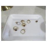 ASSORTED GOLD TONE AND GEMSTONE RING COLLECTION