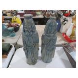 PAIR OF HAND-CARVED WOODEN KING AND QUEEN FIGURES