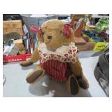 VINTAGE MOHAIR TEDDY BEAR WITH LACE COLLAR