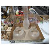 COLLECTION OF VINTAGE GLASS SHADES AND STACKS