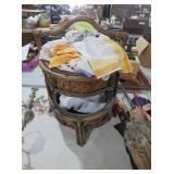 TWO-TIER WICKER BASKET STAND WITH TEXTILES