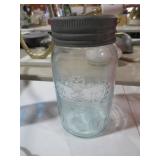 VTG EMBOSSED CROWN BLUE JAR W/ LID
