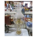 VTG MARBLE BASE ETCHED GLASS GLOBE TBL LAMP