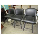 (3) BLACK LEATHER LIKE SWIVEL BARSTOOLS