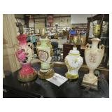 (4) HANDPAINTED VICTORIAN STYLE LAMPS