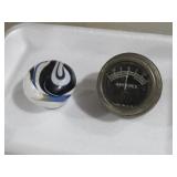 VINTAGE PORCELAIN SHIFT KNOB AND GAUGE