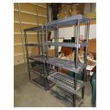 (2) PLASTIC 5 TIERED STORAGE SHELVES