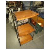 WROUGHT IRON & WOOD COLLASPING 3 TIER SHELF