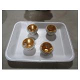 SET OF 4 WHITE AND GOLD PORCELAIN SALT CELLARS
