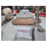 VINTAGE IRIDESCENT CERAMIC SALT BOX