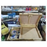 WOOD EASEL AND PAINT