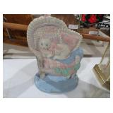 VINTAGE CAT ON WICKER CHAIR FIGURINE