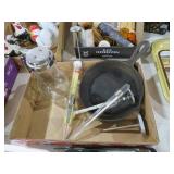 COLLECTION OF SKILLET, SYRUP PITCHER, AND MISC