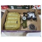COLLECTION OF COMPASSES, BINOCULARS, AND MISC