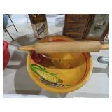 WOOD BOWL AND ROLLING PIN