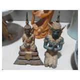 PAIR OF ORNATE BRASS ASIAN FIGURINES
