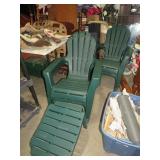 (4) ADIRONDACK STYLE PATIO CHAIRS W/ (1) OTTOMAN