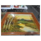FRAMED LANDSCAPE CHURCH ARTIST SIGNED OIL PAINTING