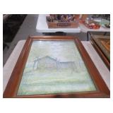 FRAMED CABIN LANDSCAPE PRINT
