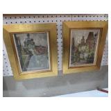 PAIR GOLD FRAMED VTG PRINTS