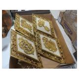 S/ MCM ORNATE GOLD DIAMOND WALL PLAQUES