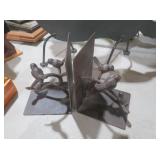 CAST IRON BIRD ON BRANCH BOOKENDS