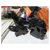 SET OF 3 BLACK CERAMIC ANIMAL FIGURINES