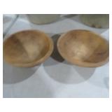 (2) PRIMITIVE WOOD CARVED BOWLS 6.5X6