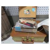 TACKLE BOX AND CIGAR BOX FULL OF FISHING ITEMS