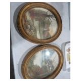 PAIR OF OVAL LANDSCAPE PRINTS IN GOLD FRAMES