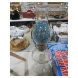 VINTAGE CLEAR GLASS OIL LAMP WITH RIBBED DESIGN