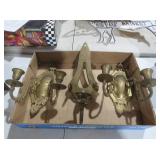 VINTAGE BRASS WALL SCONCE CANDLE HOLDER SET