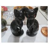 VINTAGE BLACK CERAMIC CAT FIGURINES SET