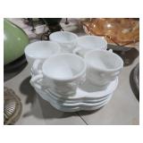 VINTAGE WHITE MILK GLASS CUP AND SAUCER SET