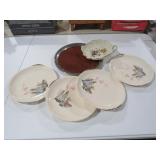 VINTAGE PORCELAIN SERVING PLATES AND TRAY SET