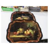 (2) VTG METAL FRUIT THEMED TRAYS