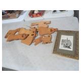 COLL. HANDMADE CUT OUT FIGURES & GOLD FRAMED PRINT