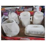 COLL. CERAMIC VASES, BUTTER DISH & MISC