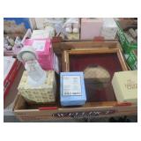 PRECIOUS MOMENTS FIGURINE AND WOODEN DISPLAY CASE