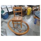 OAK GLASS TOP CENTER TABLE AND OAK CHAIR