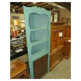 PAINTED CORNER CABINENT WITH 4 SHELVES