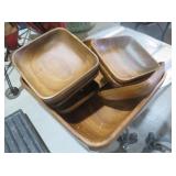 VINTAGE WOODEN SERVING BOWL SET