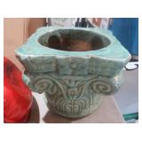 GLAZED CERAMIC IONIC COLUMN CAPITAL PLANTER