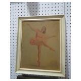 VTG FRAMED BALLERINA PICTURE